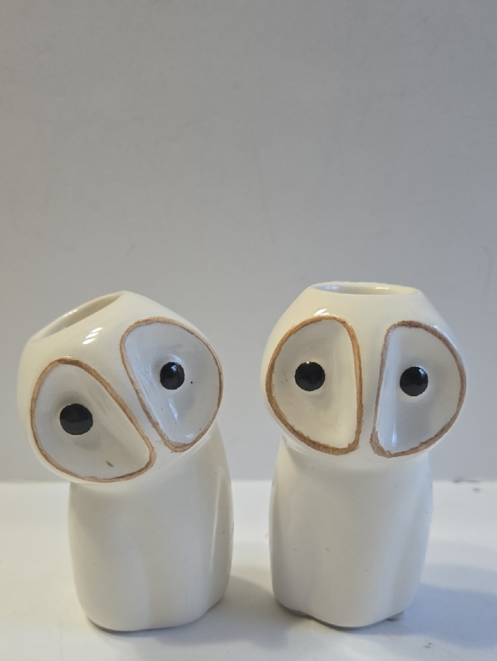Ceramic Owl candlestick Holders Figurines - Set of 2